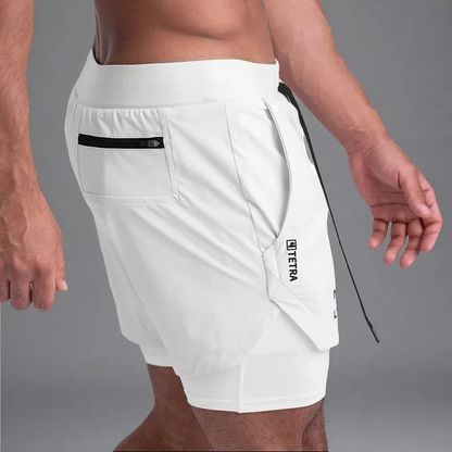 Outdoor Running Fitness Anti-exposure Double Layer Quick-drying Basketball Shorts for Men