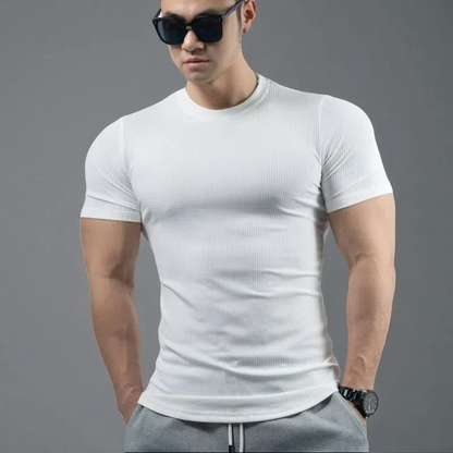 Men’s Trendy Quick-Drying Stretch T-shirt – Bottoming Shirt for Running & Fitness White