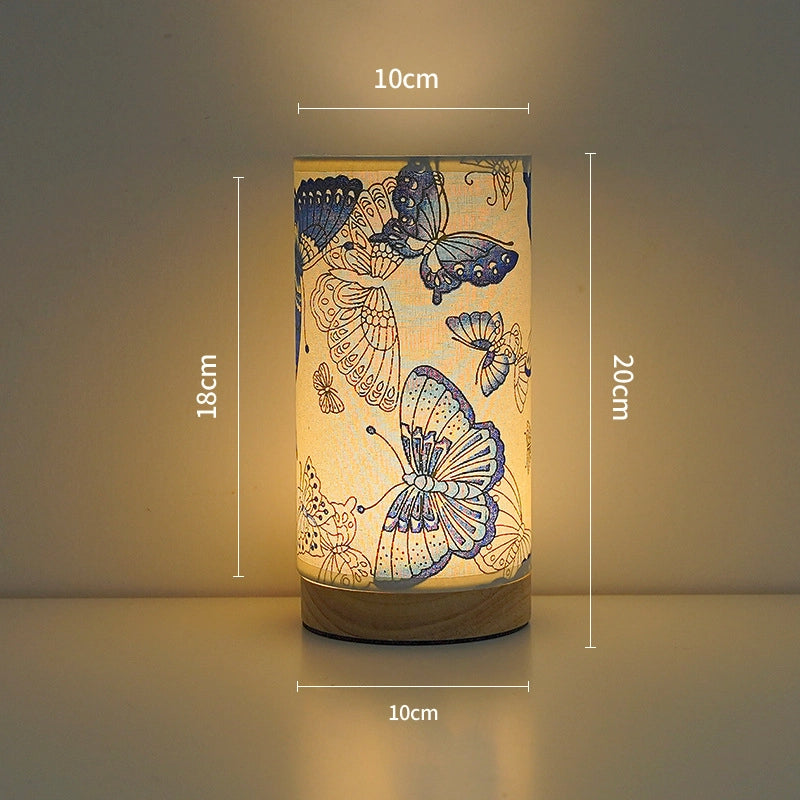 Creative Table Lamp – Fabric USB Night Light for Study, Bedroom & Relaxation Blue butterfly