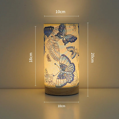 Creative Table Lamp – Fabric USB Night Light for Study, Bedroom & Relaxation Blue butterfly