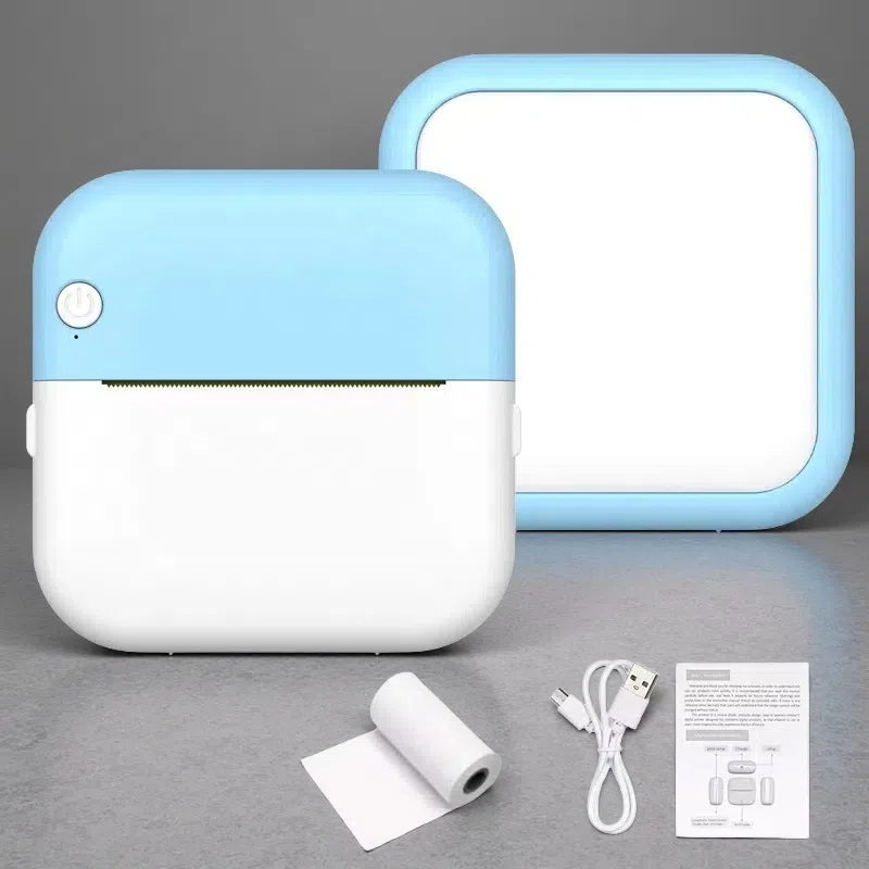 Mini Thermal Label Printer – Compact USB Sticker Printer for Students & Home Use Blue Standard