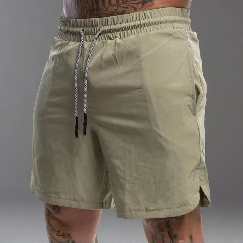 Men's Breathable Cotton-Blend Workout Shorts – Casual & Athletic Fit Light Plate Khaki