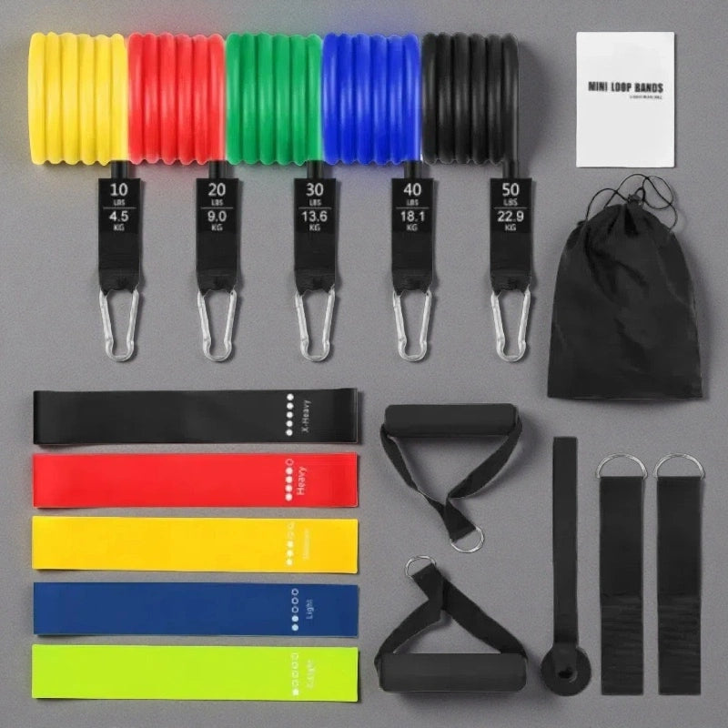 Rally Rope Set – 11 Piece Latex Resistance Bands for Fitness and Training 17piece set