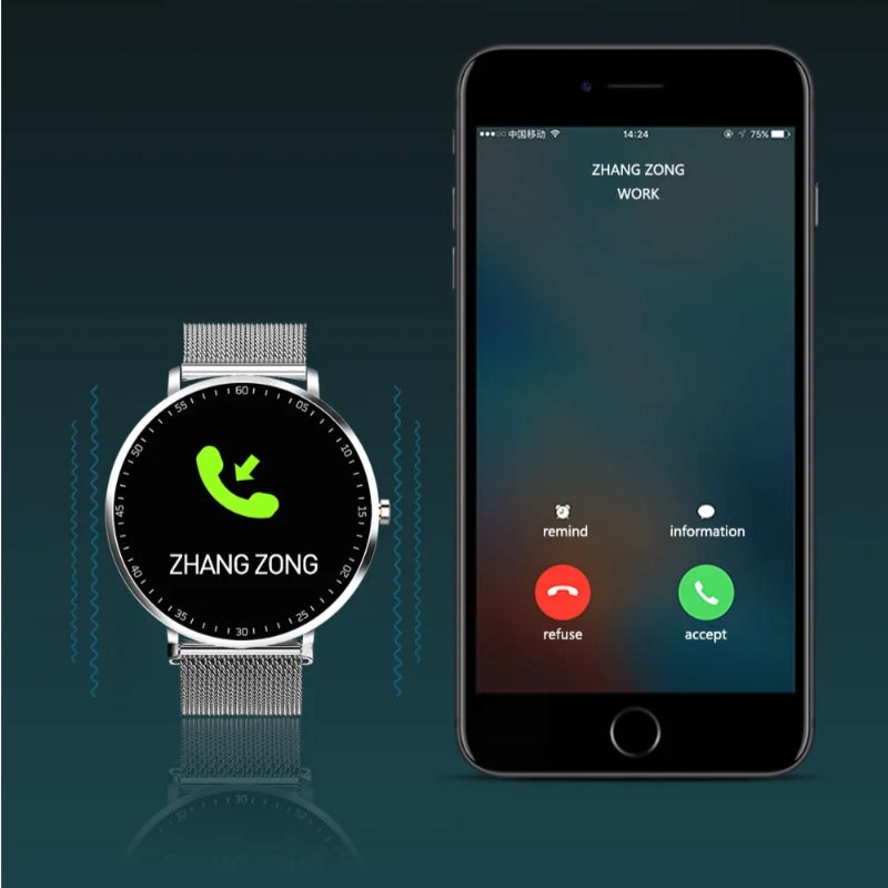 Full Touch Smart Bracelet – Fitness & Health Tracker with Stainless Steel Strap