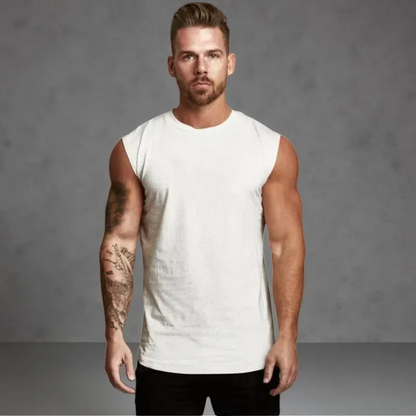 Unisex Sleeveless Gym Tank Top – Breathable & Quick-Drying Sportswear White B