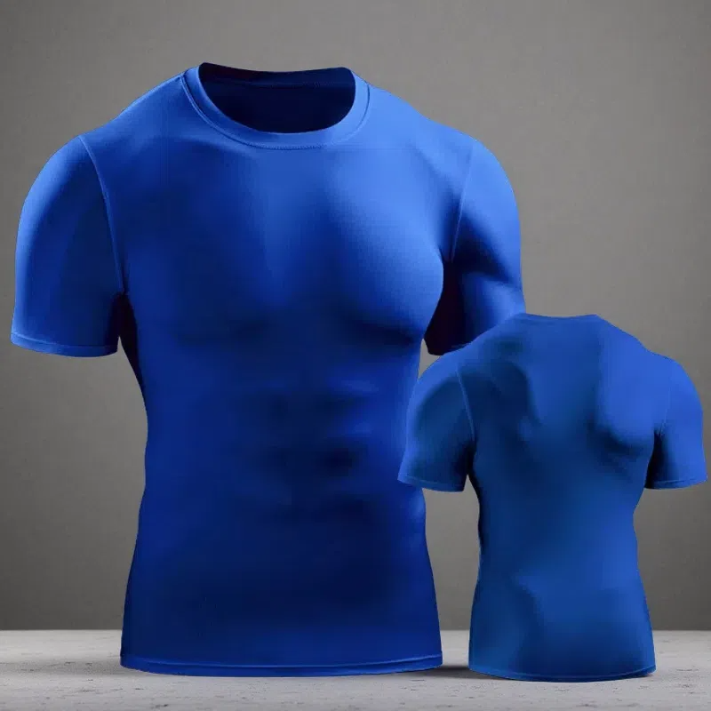 Men’s Muscle Hooded Short Sleeve T-Shirt – Slim Fit Striped Sports & Leisure Top Blue