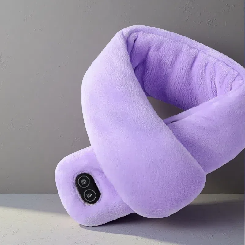 USB Heated Scarf with Power Bank – Vibration Massage & Smart Temperature Control Purple