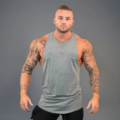 Blank Cotton Waistcoat Loose Bodybuilding Fitness Sports Vest Grey