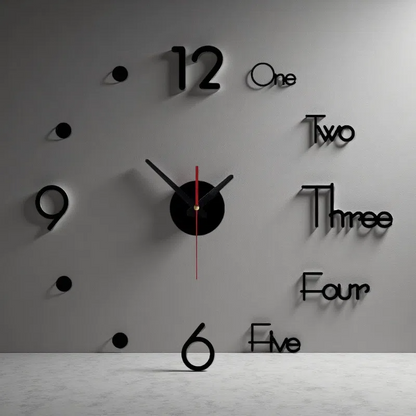 3D Wall Clock – Modern Stereo Digital Clock with Unique Design Black 50x45cm