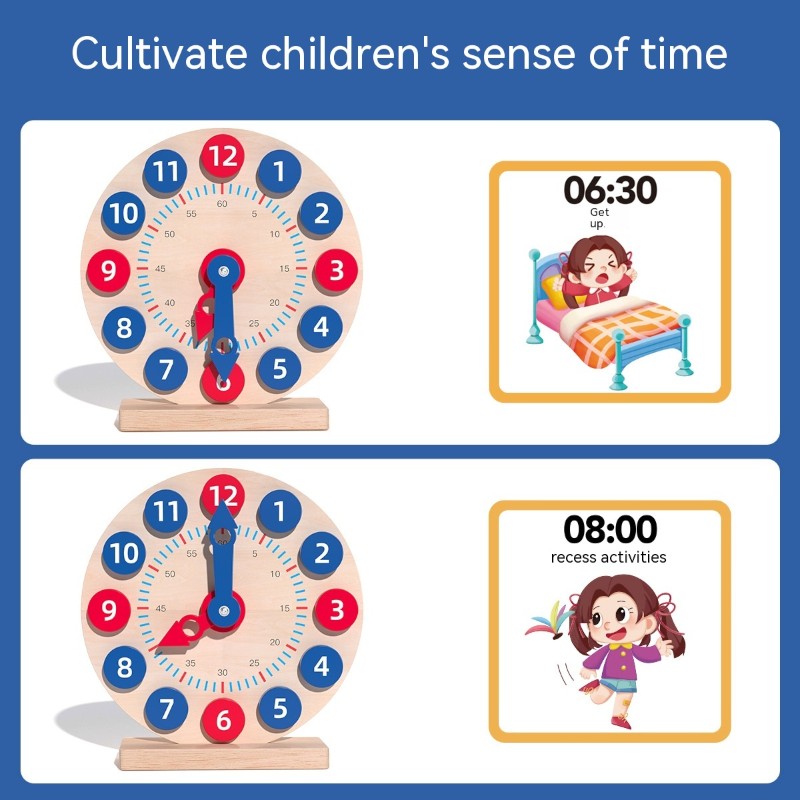 Wooden Learning Clock – Time-Telling Educational Toy for Kids