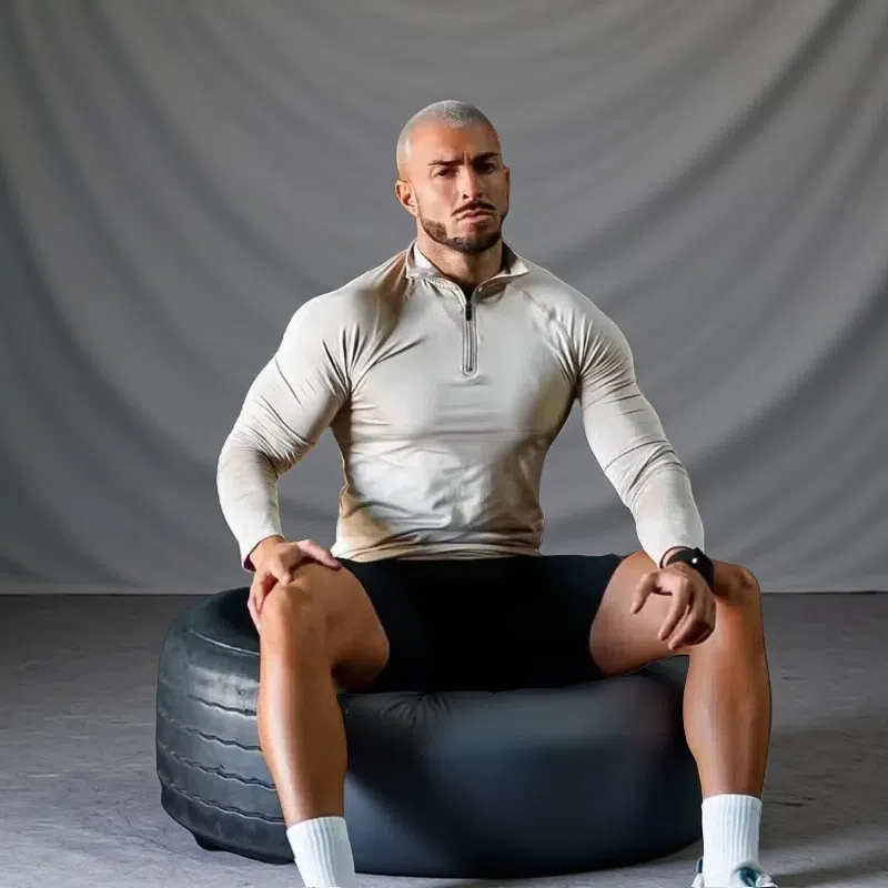 Men’s Quick-Dry Fitness T-Shirt – Long Sleeve Half-Zip Compression Top