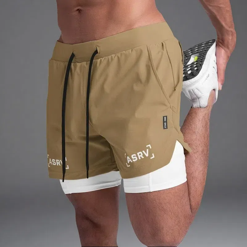Outdoor Running Fitness Anti-exposure Double Layer Quick-drying Basketball Shorts for Men