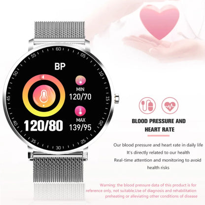 Full Touch Smart Bracelet – Fitness & Health Tracker with Stainless Steel Strap