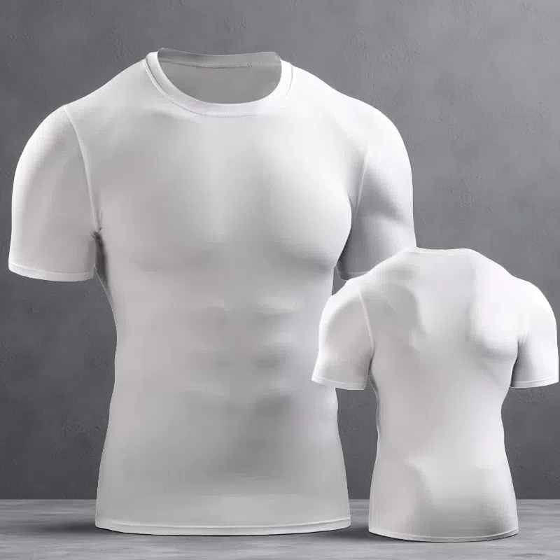 Men’s Muscle Hooded Short Sleeve T-Shirt – Slim Fit Striped Sports & Leisure Top White A