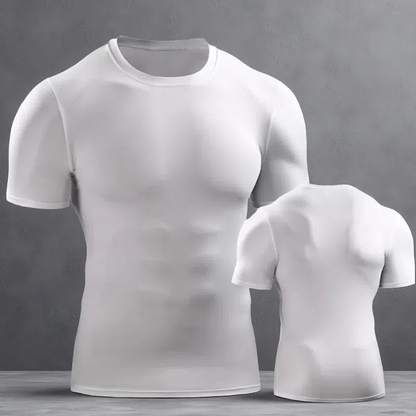 Men’s Muscle Hooded Short Sleeve T-Shirt – Slim Fit Striped Sports & Leisure Top White A