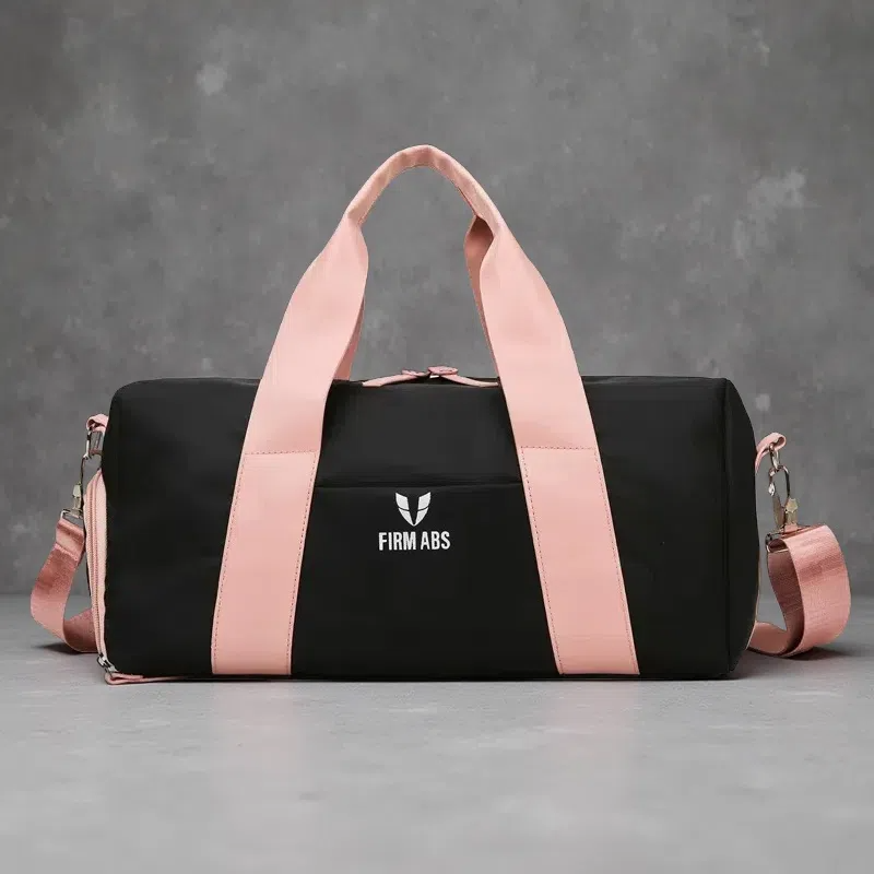 Gym Bag with Dry/Wet Separation – Stylish Crossbody for Short-Distance Travel & Yoga Black With Pink