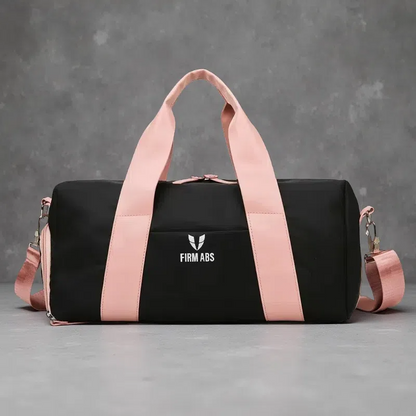 Gym Bag with Dry/Wet Separation – Stylish Crossbody for Short-Distance Travel & Yoga Black With Pink