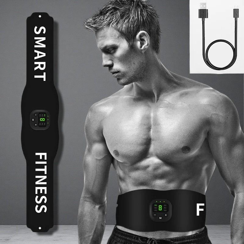 EMS Fitness Belt – Muscle Stimulator with USB Charging & Adjustable Fit Black