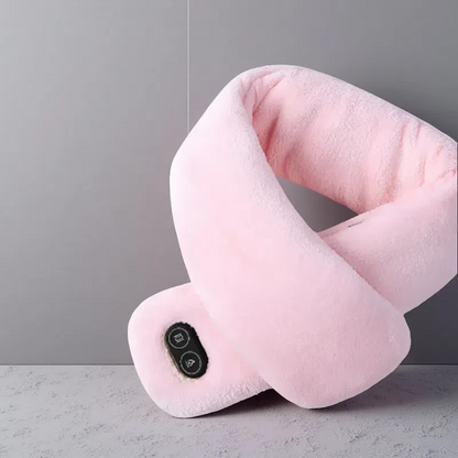 USB Heated Scarf with Power Bank – Vibration Massage & Smart Temperature Control Pink