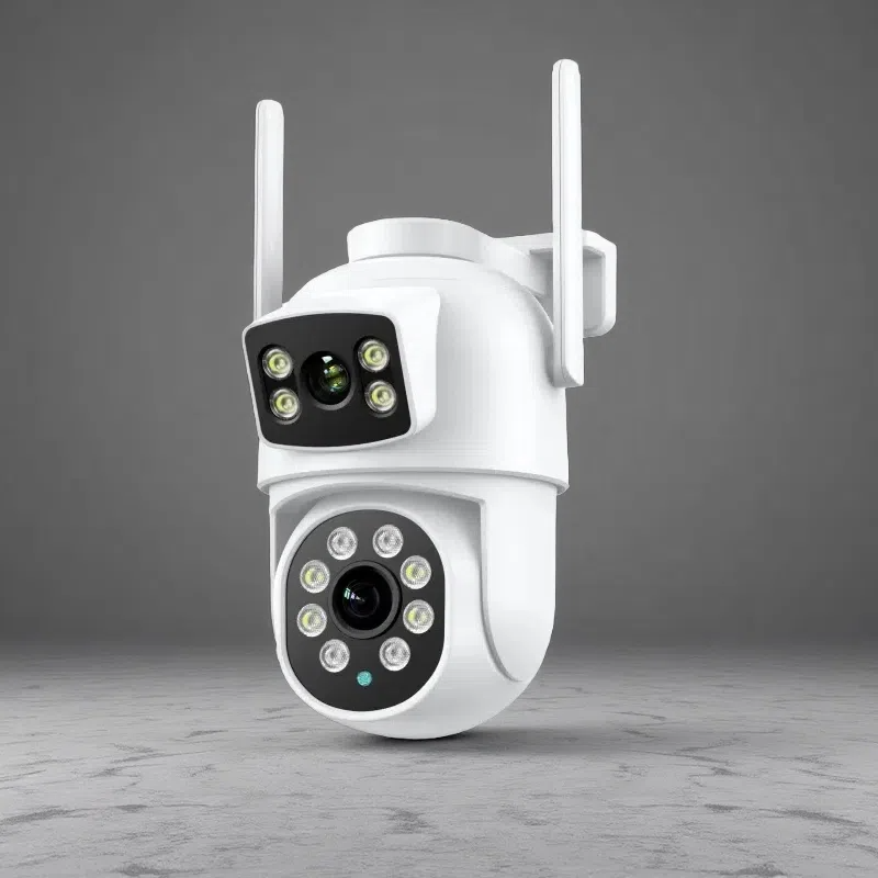 Outdoor Night Vision Wireless Surveillance Camera – Dual Screen Smart Security System White US