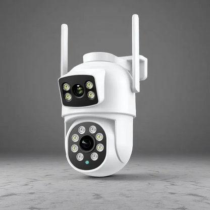 Outdoor Night Vision Wireless Surveillance Camera – Dual Screen Smart Security System White US
