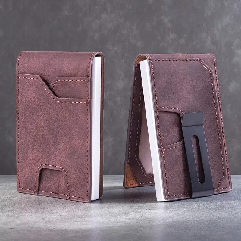 RFID Anti-Theft Card Holder – Slim Aluminum Alloy Wallet for Men & Women Brown