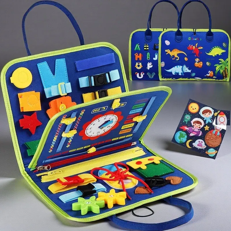 Felt Learning Board – Early Education Toy for Toddlers Blue 44x28cm