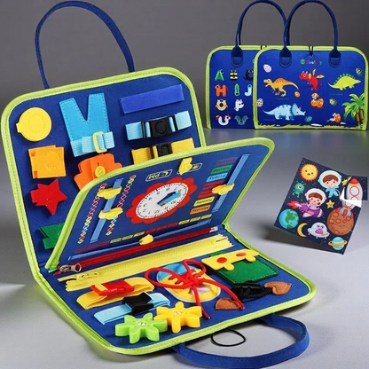 Felt Learning Board – Early Education Toy for Toddlers Blue 44x28cm