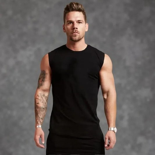 Unisex Sleeveless Gym Tank Top – Breathable & Quick-Drying Sportswear Black B