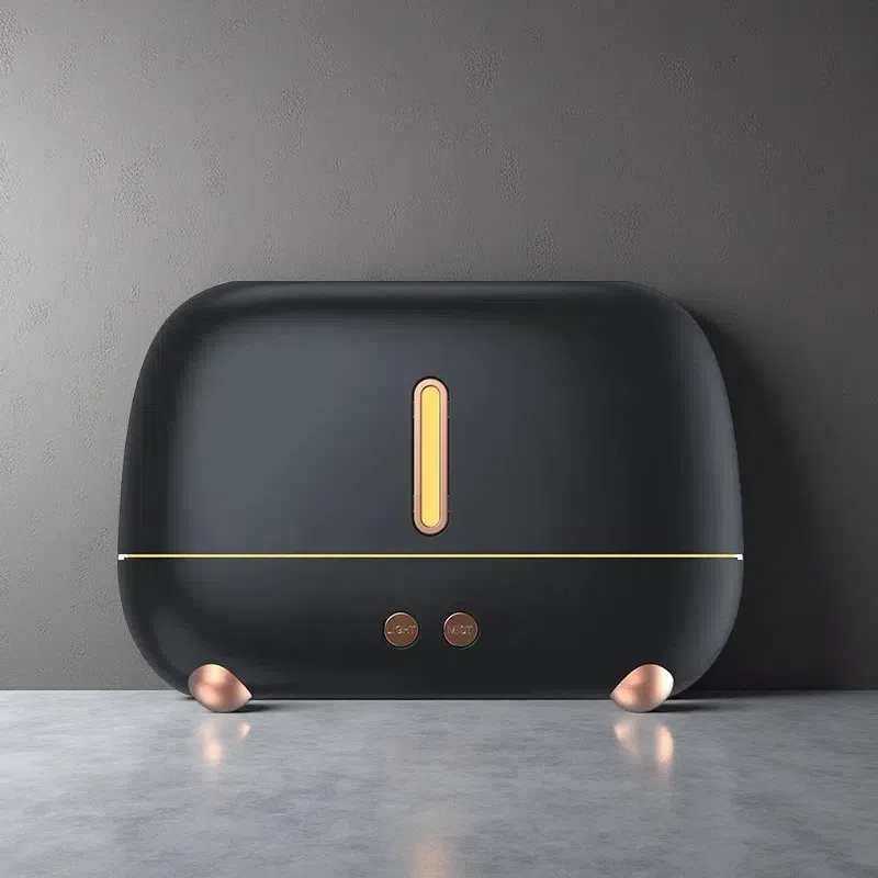 Upgraded Flame Humidifier – USB Essential Oil Diffuser with Fireplace Effect & Timer Dark Grey USB