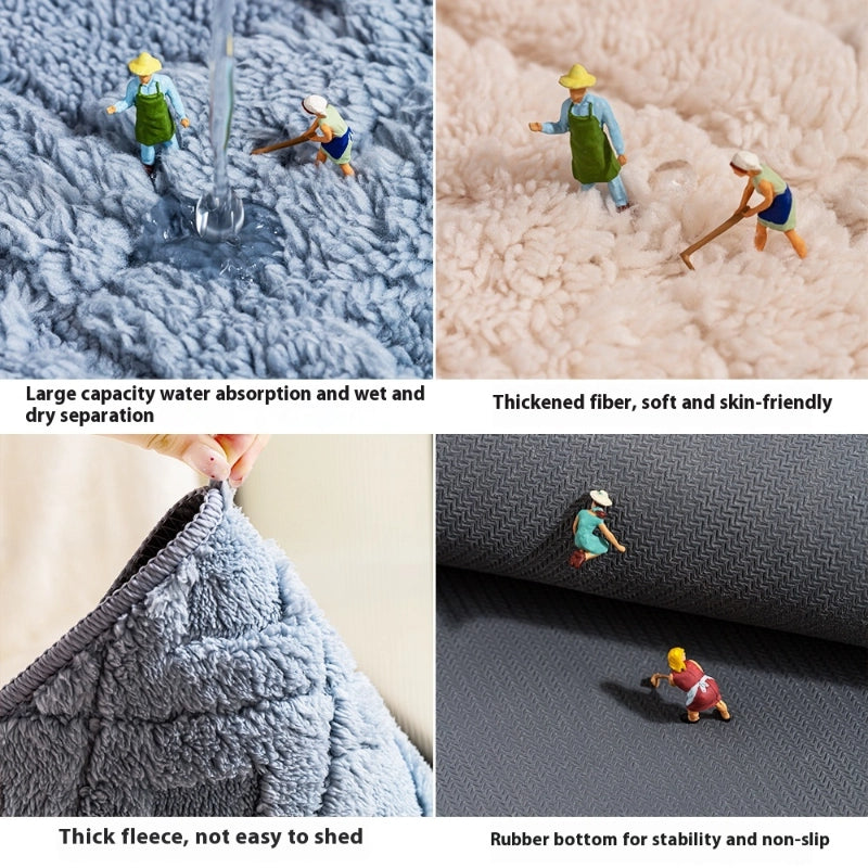 Rhombus Plush Absorbent Floor Mat – Soft & Machine Washable Bathroom Door Mat