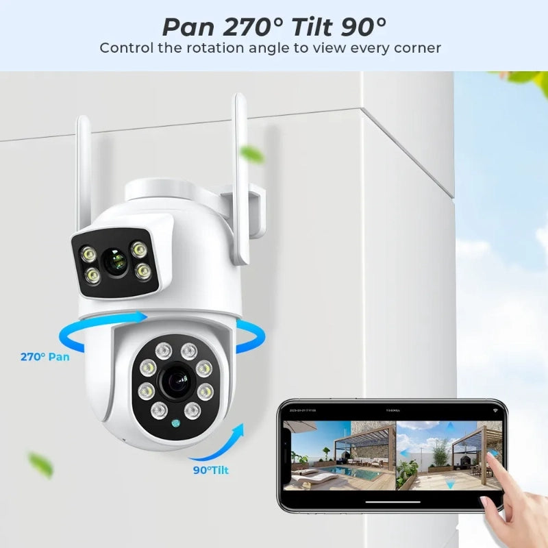 Outdoor Night Vision Wireless Surveillance Camera – Dual Screen Smart Security System