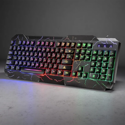 Crackle Word Through 4D Wired Luminous Gaming Keyboard & Mouse Set – Colorful Backlit ABS Keycaps