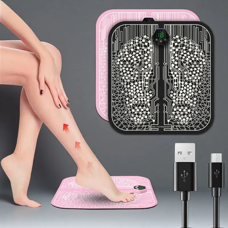 EMS Foot Pad with Pulse Microcurrent Therapy – Rechargeable Foot Massager