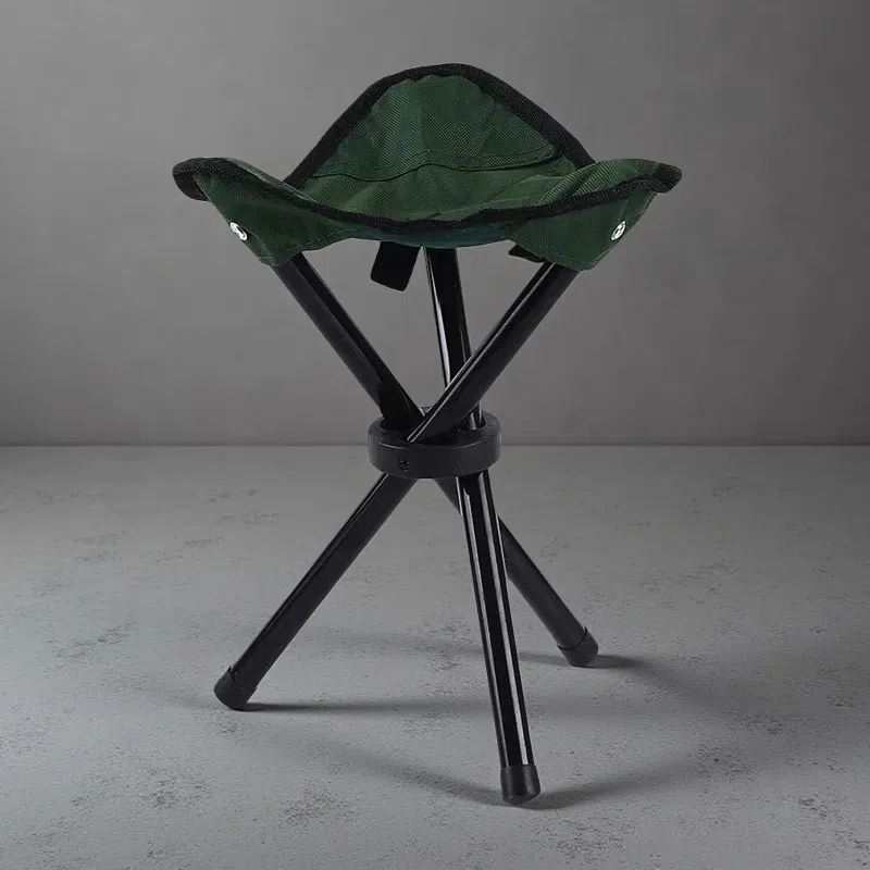 Camping Folding Chair – Heavy-Duty Tripod Stool with Waterproof Oxford Cloth Seat Green