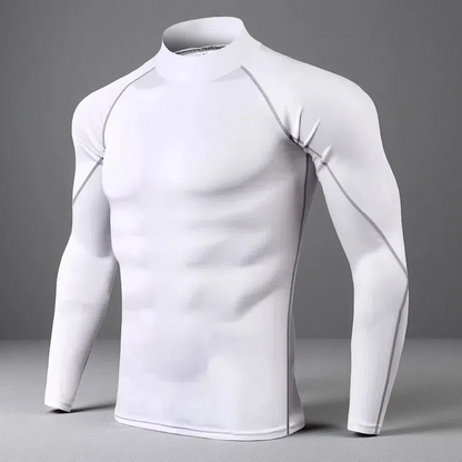 Men’s Turtleneck Quick-Dry Workout Long Sleeve – Slim Fit Pullover for All Seasons White Turtleneck