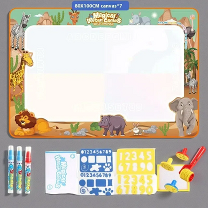 Cloth Toy Clear Water Painting Drawing Board – Magic Color Graffiti Blanket Water Picture Book 100X80CM African Animals