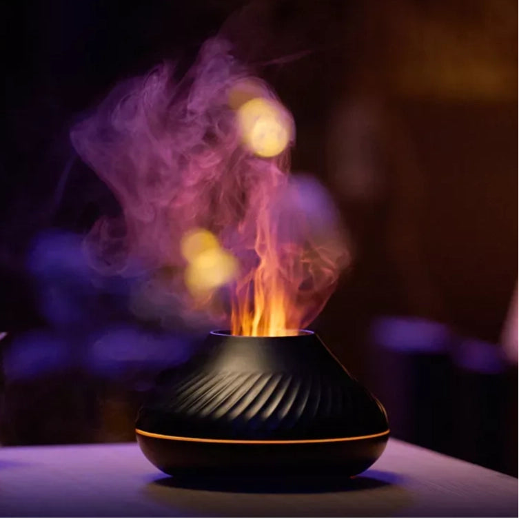 Newest RGB Flame Aroma Diffuser – 130ml 3D Colorful Volcano Humidifier