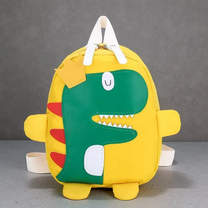 Happy Crown Dinosaur School Bag Backpack – Durable Canvas Kids’ Backpack with Polyester Lining Yellow