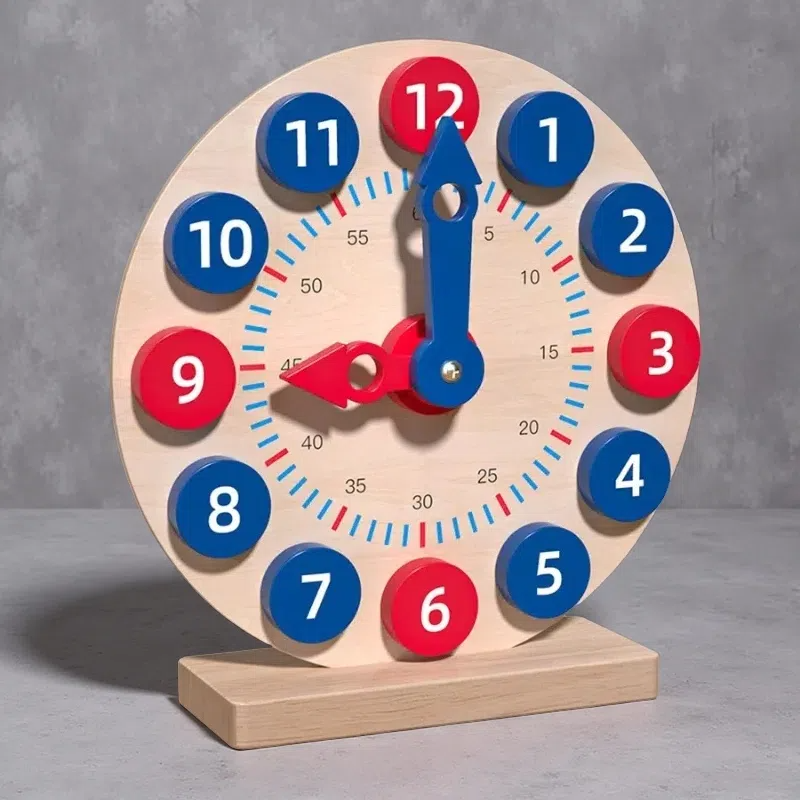Wooden Learning Clock – Time-Telling Educational Toy for Kids