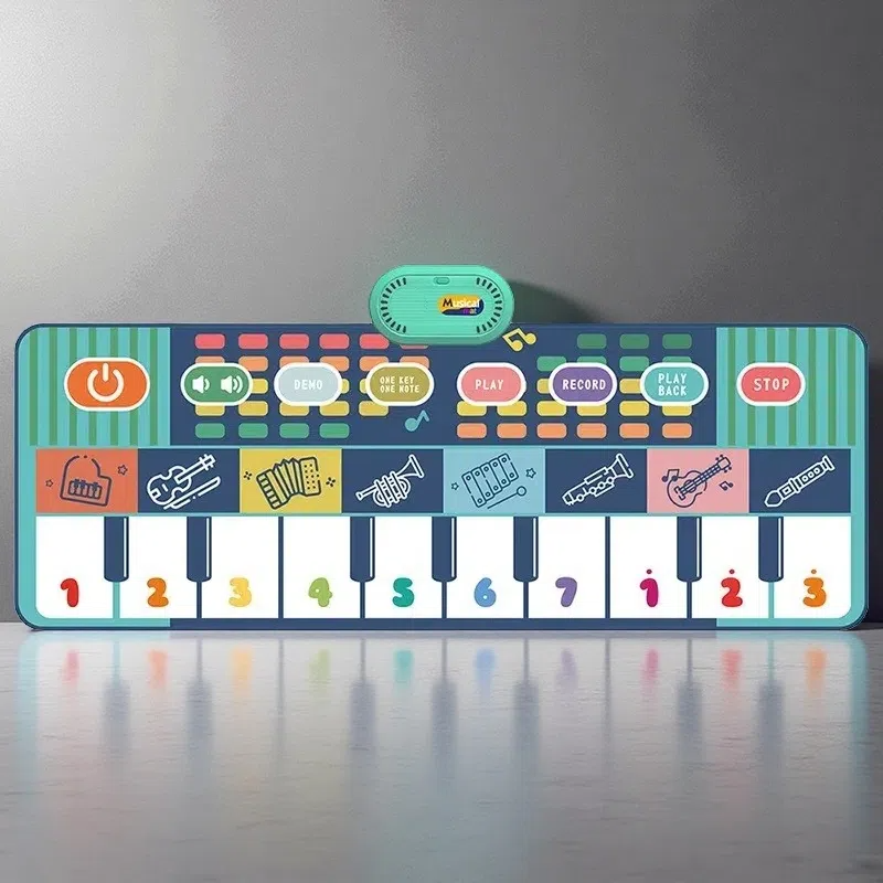 Baby Early Education Musical Instrument Crawling Mat Toy – Soft Polyester Play Mat with Interactive Sounds Blue