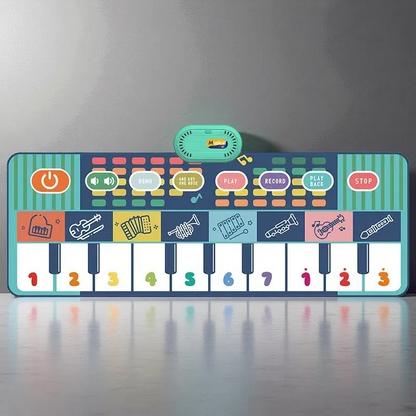 Baby Early Education Musical Instrument Crawling Mat Toy – Soft Polyester Play Mat with Interactive Sounds Blue