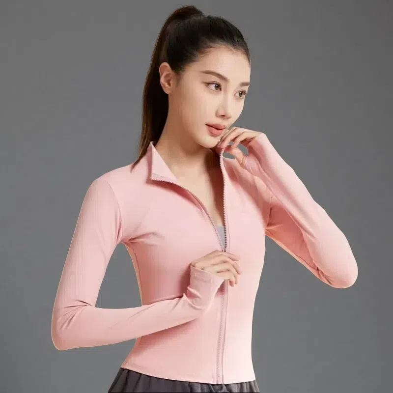 Patchwork Yoga Jacket – Breathable & UV-Resistant Workout Coat for Women