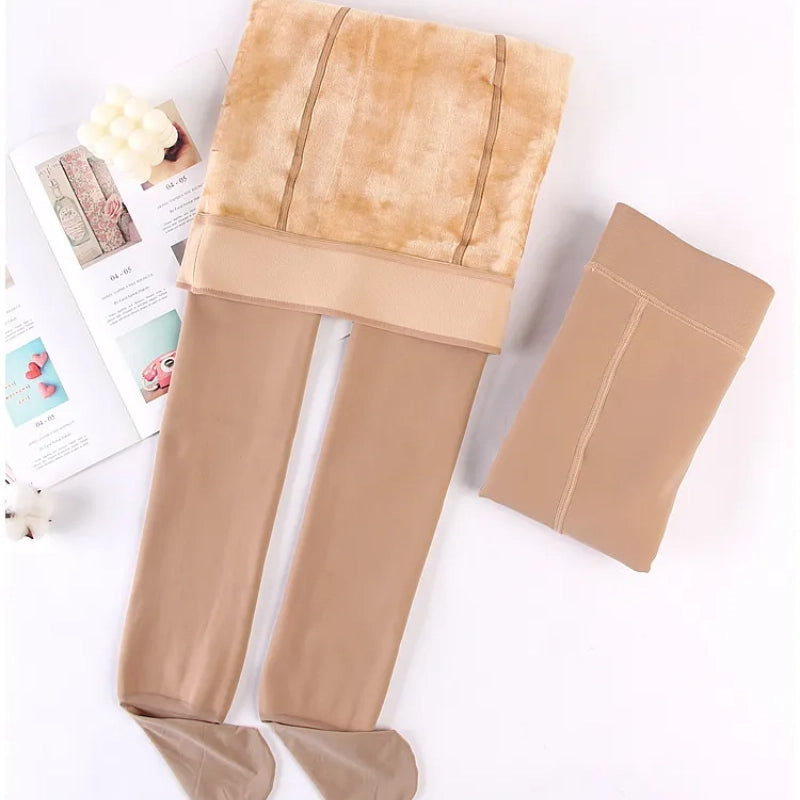 Women's Autumn & Winter Nude Feel Fleece-Lined Leggings – Invisible Shaping Thermal Pantyhose