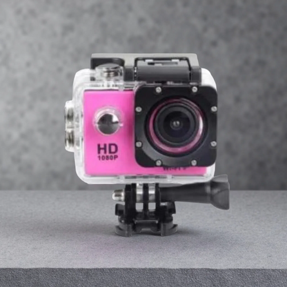 HD 1080P Action Sports Waterproof DV Camera – Compact Outdoor Adventure Cam Pink