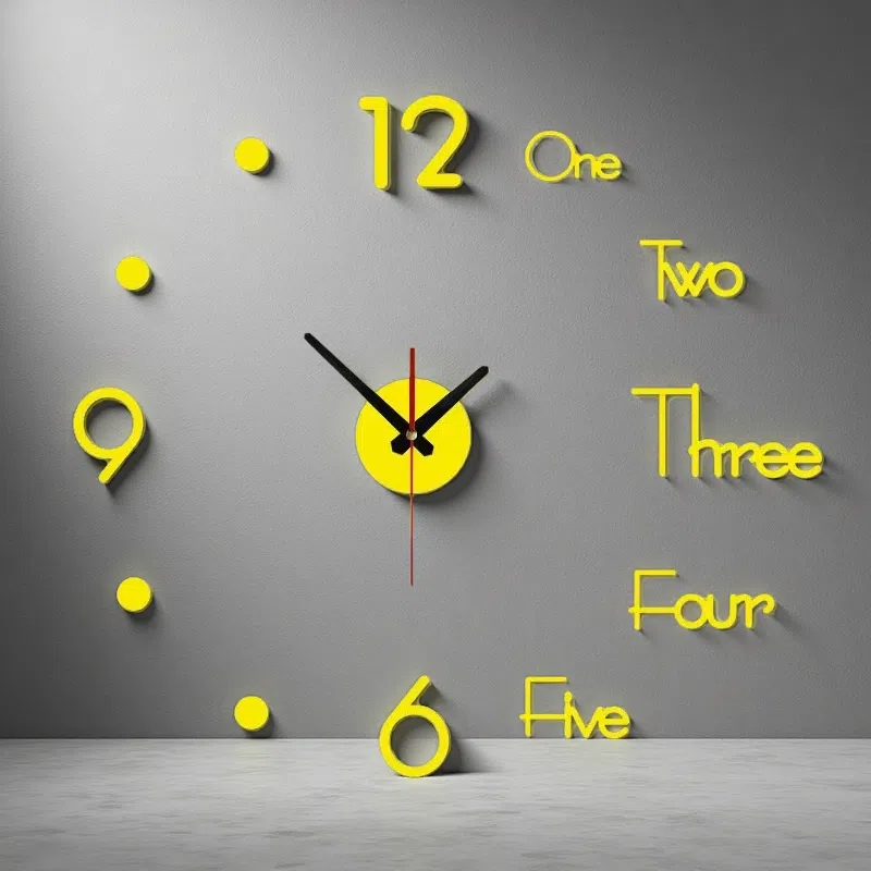 3D Wall Clock – Modern Stereo Digital Clock with Unique Design Gold 50x45cm