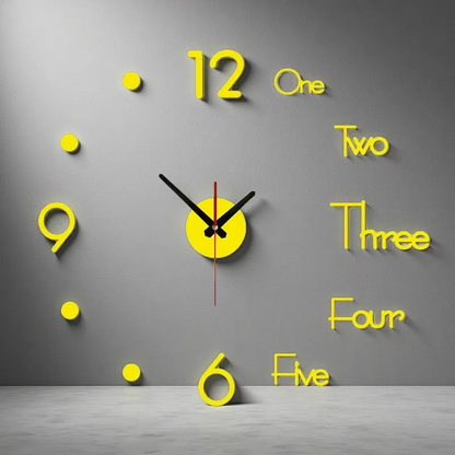 3D Wall Clock – Modern Stereo Digital Clock with Unique Design Gold 50x45cm