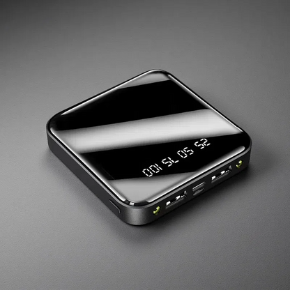 Mini Power Bank 20000mAh – Portable Mirror Display Charger with Dual USB Output Black 20 000 mAh