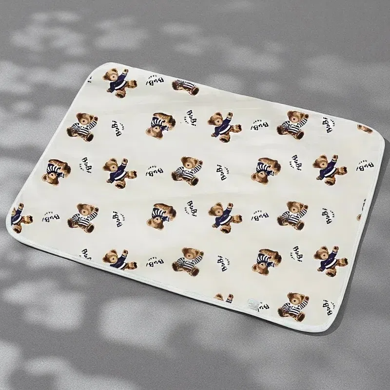 Cartoon Cotton Breathable & Waterproof Baby Changing Pad – Soft, Absorbent & Durable for Newborns 1 Style 80x110cm