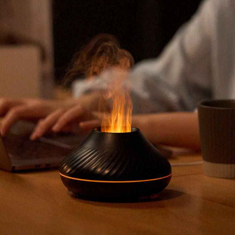 Newest RGB Flame Aroma Diffuser – 130ml 3D Colorful Volcano Humidifier